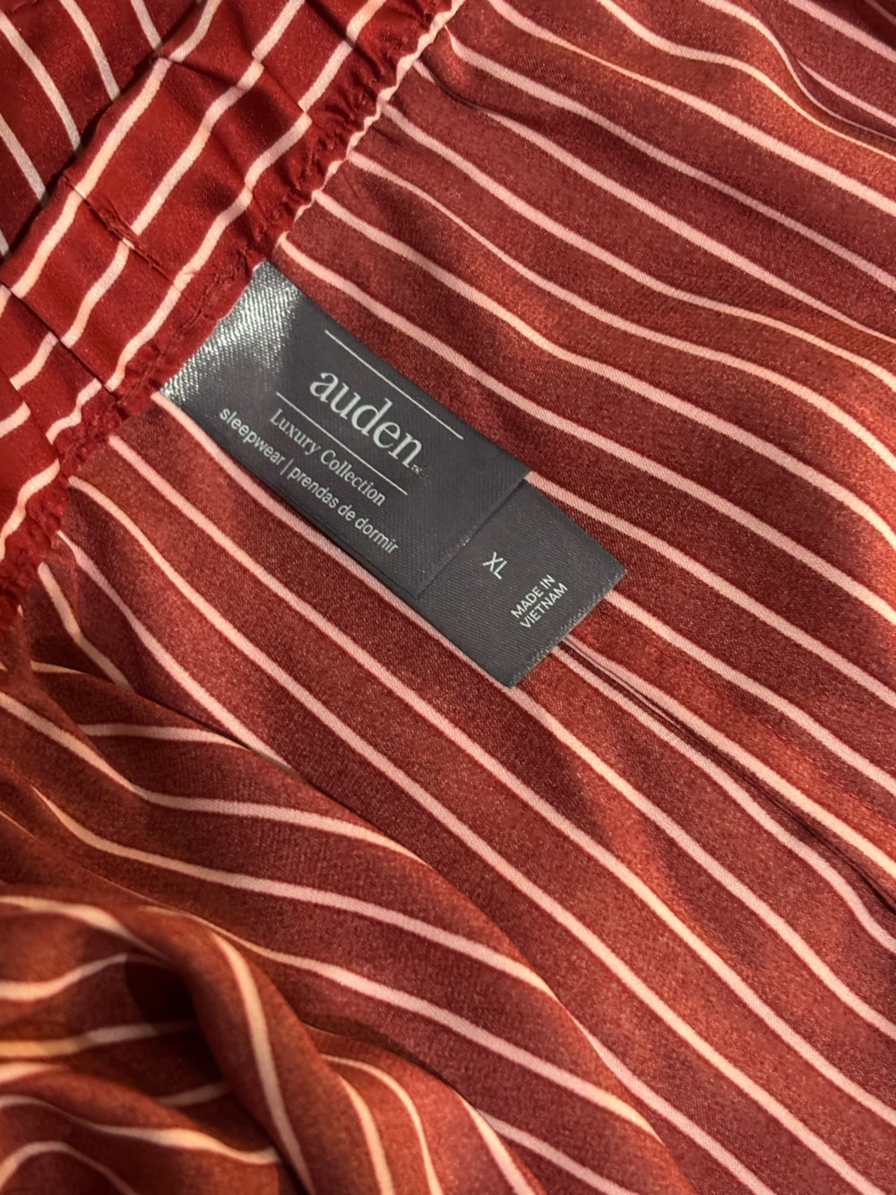Auden Red & White Striped Satin Pajama Set XL - Picture 5 of 7